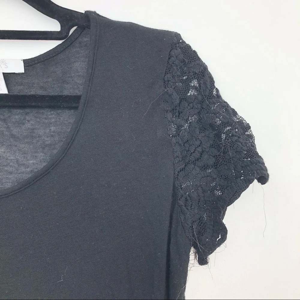 Delia's Black Lace Sleeve Crop Top XS - Picture 4 of 7